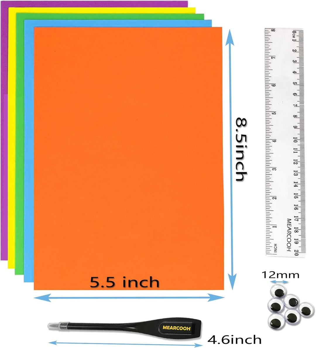 84 Bögen Moosgummi Platten, MEARCOOH Schaumstoff-Platten in 12 verschiedenen Farben, A5 21.5 x 14cm