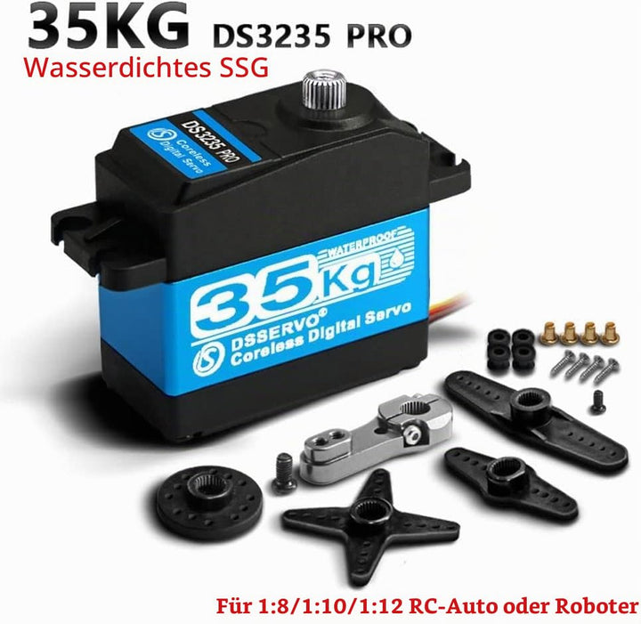 YUNIQUE DEUTSCHLAND Digital Coreless Servomotor DS3235 PRO 7.4V 35KG mit 25T Nocken für Roboter-LKW-