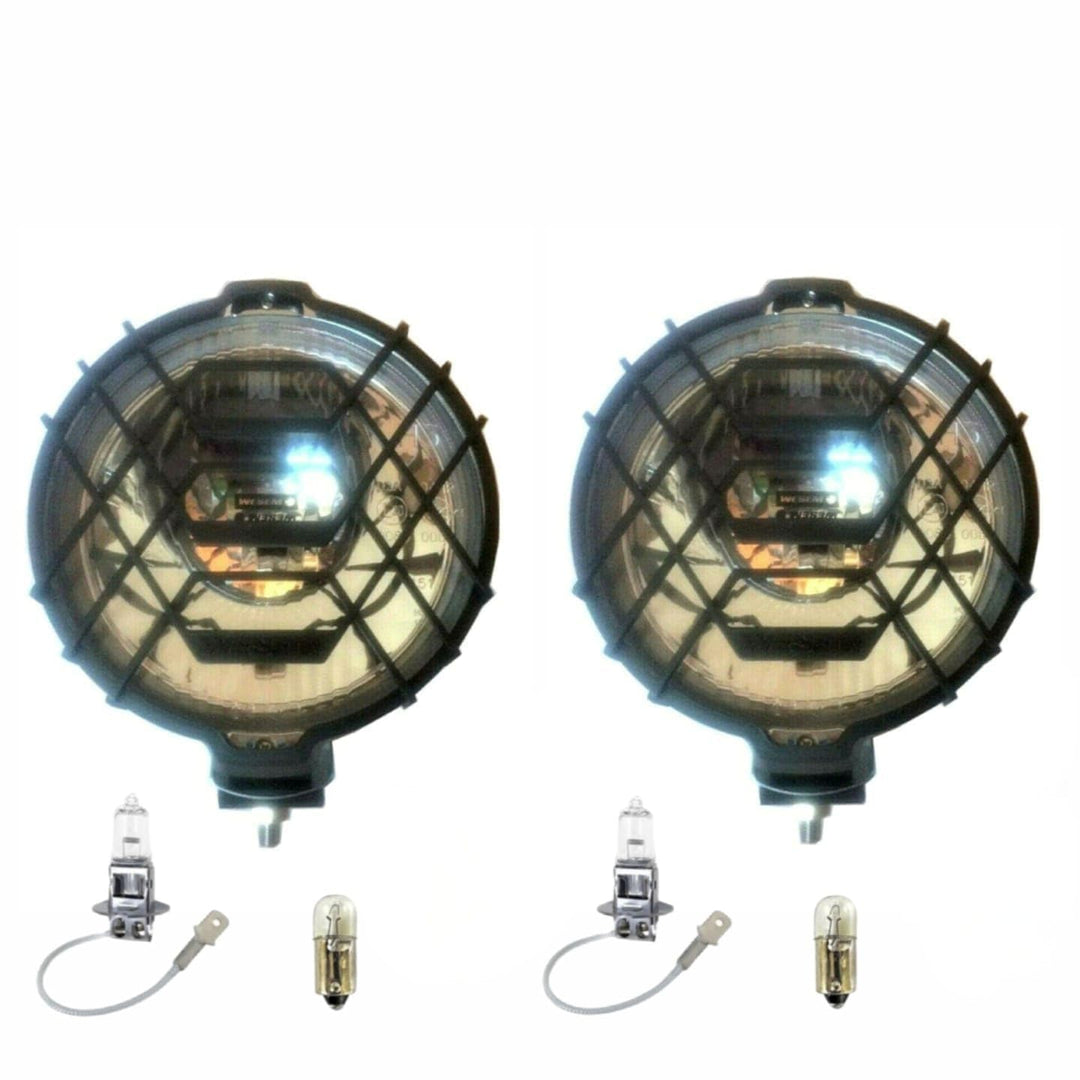 MelTruck 2x Rund Chrom H3 Halogen Fernscheinwerfer E20 Zusatzscheinwerfer 186 mm und 12V Glühbirnen