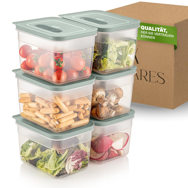 Aufbewahrungsboxen Set mit Ventil, Stapelbare Vorratsdosen mit Deckel, Luftdicht, BPA-frei, Kunststo