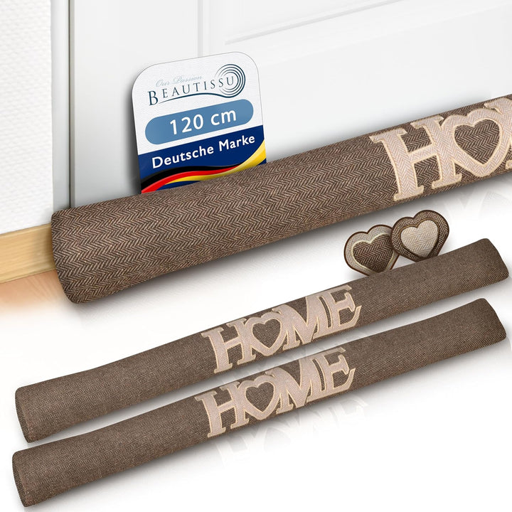 Beautissu 2er Set Zugluftstopper 120 cm lang Tuuli HE - Windstopper als Türvorleger, Haustür Rolle u