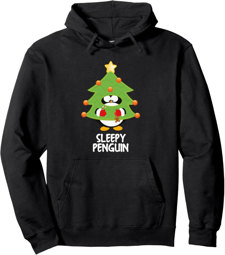 Weihnachten Sleepy Penguin Tree Partnerlook Familien Outfit Pullover Hoodie