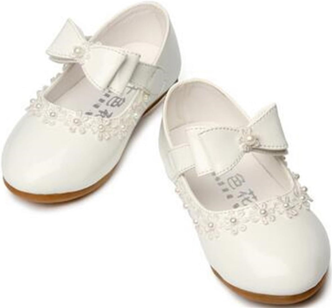 PPXID Mädchen Mary Jane Halbschuhe Bequem Taufschuhe Ballerinas Kleidschuhe 23 EU Weiss, 23 EU Wei&#