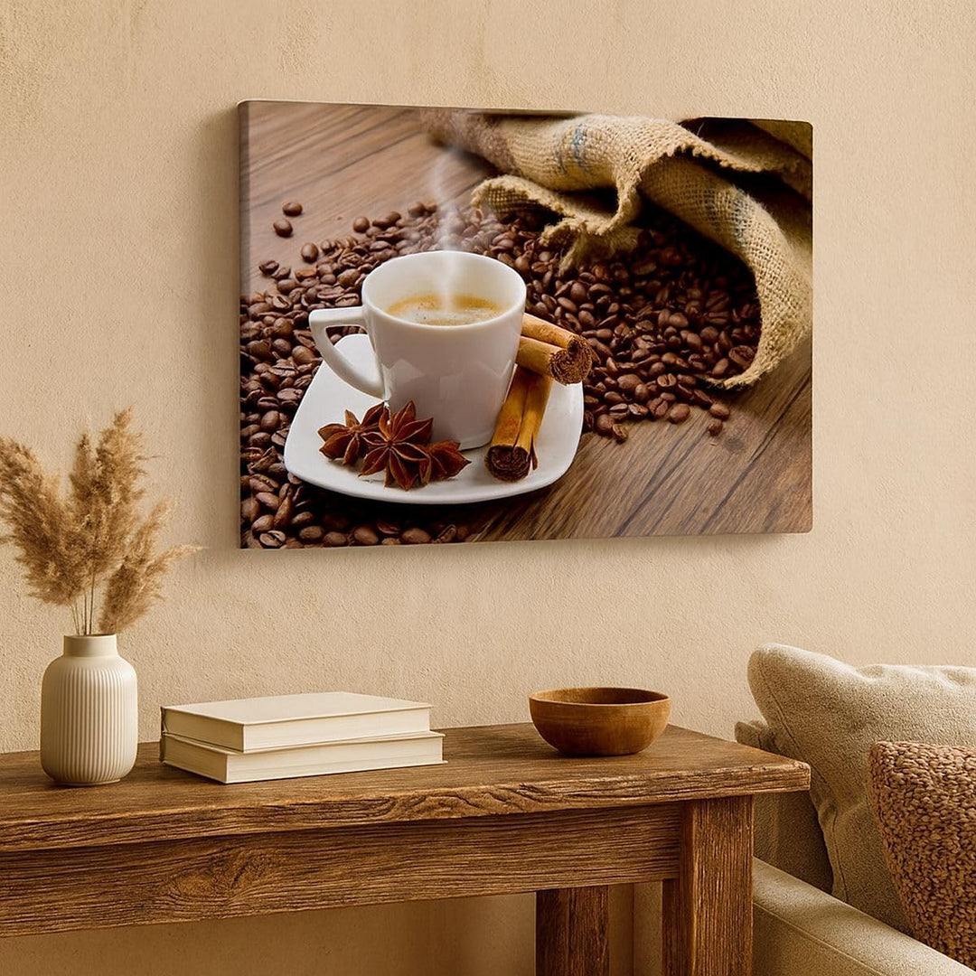 Bilder auf Leinwand Kaffee schwarz Frühstück Schokolade Leinwandbild 70x50cm Wandbilder Dekoration W