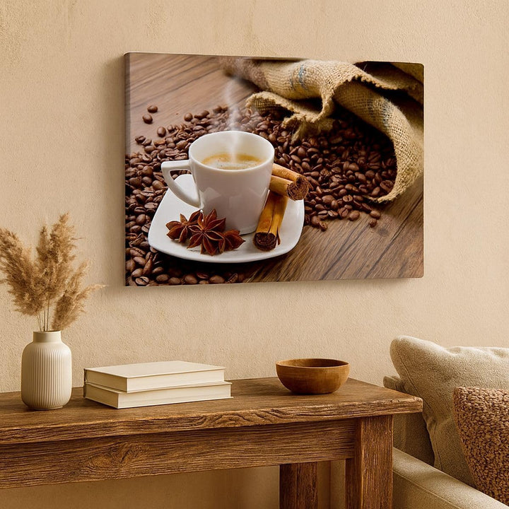 Bilder auf Leinwand Kaffee schwarz Frühstück Schokolade Leinwandbild 70x50cm Wandbilder Dekoration W