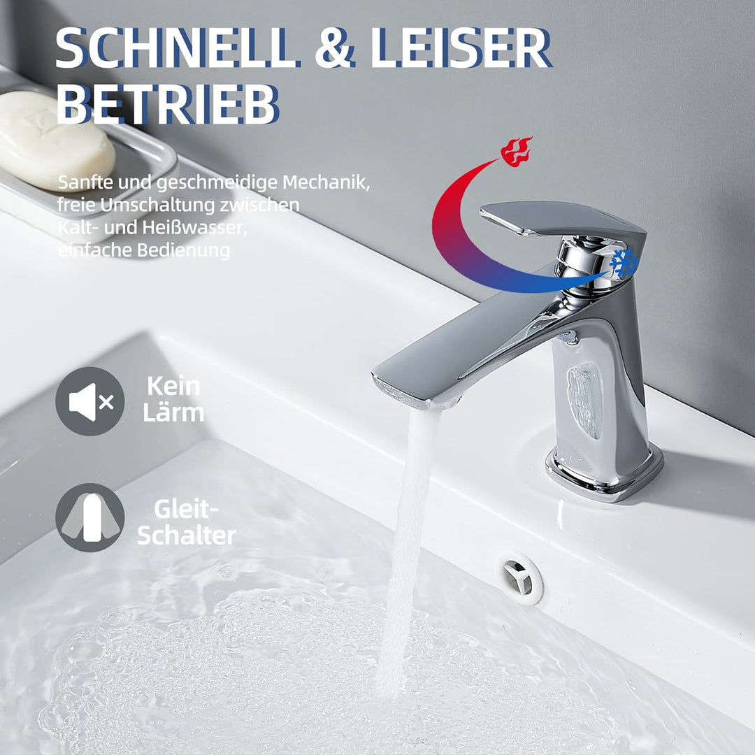 BELZ Wasserhahn Bad, Badezimmerarmaturen, Messingarmaturen, Heiss- und Kaltsteuerung, Einloch-Wascht