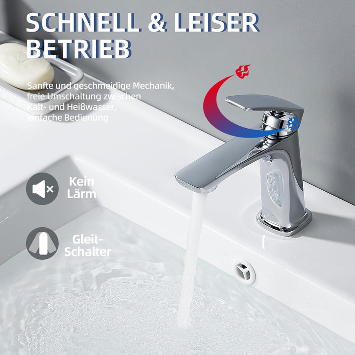 BELZ Wasserhahn Bad, Badezimmerarmaturen, Messingarmaturen, Heiss- und Kaltsteuerung, Einloch-Wascht