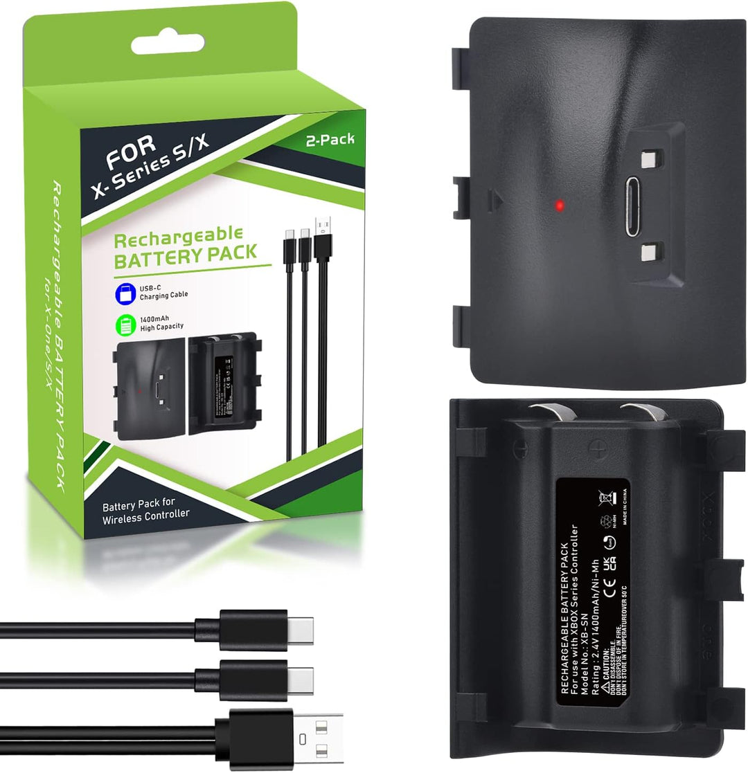 Uwayor Xbox Akku 1400mAh 2 Pack Xbox Controller Akku Wiederaufladbarer für Xbox Series X&S mit USB-C