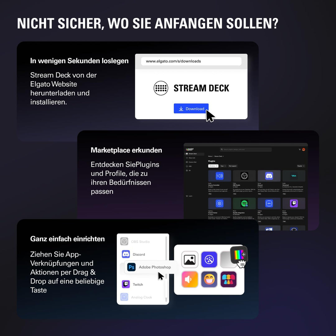 Elgato Stream Deck + White, Audiomixer, Live-Produktion und Studio-Controller für Content Creators,