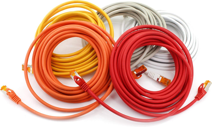 1aTTack.de 5m - Cat.7 Netzwerkkabel 5-Farben 01-5 Stück Gigabit Ethernet LAN Kabel 10000 Mbit s Patc