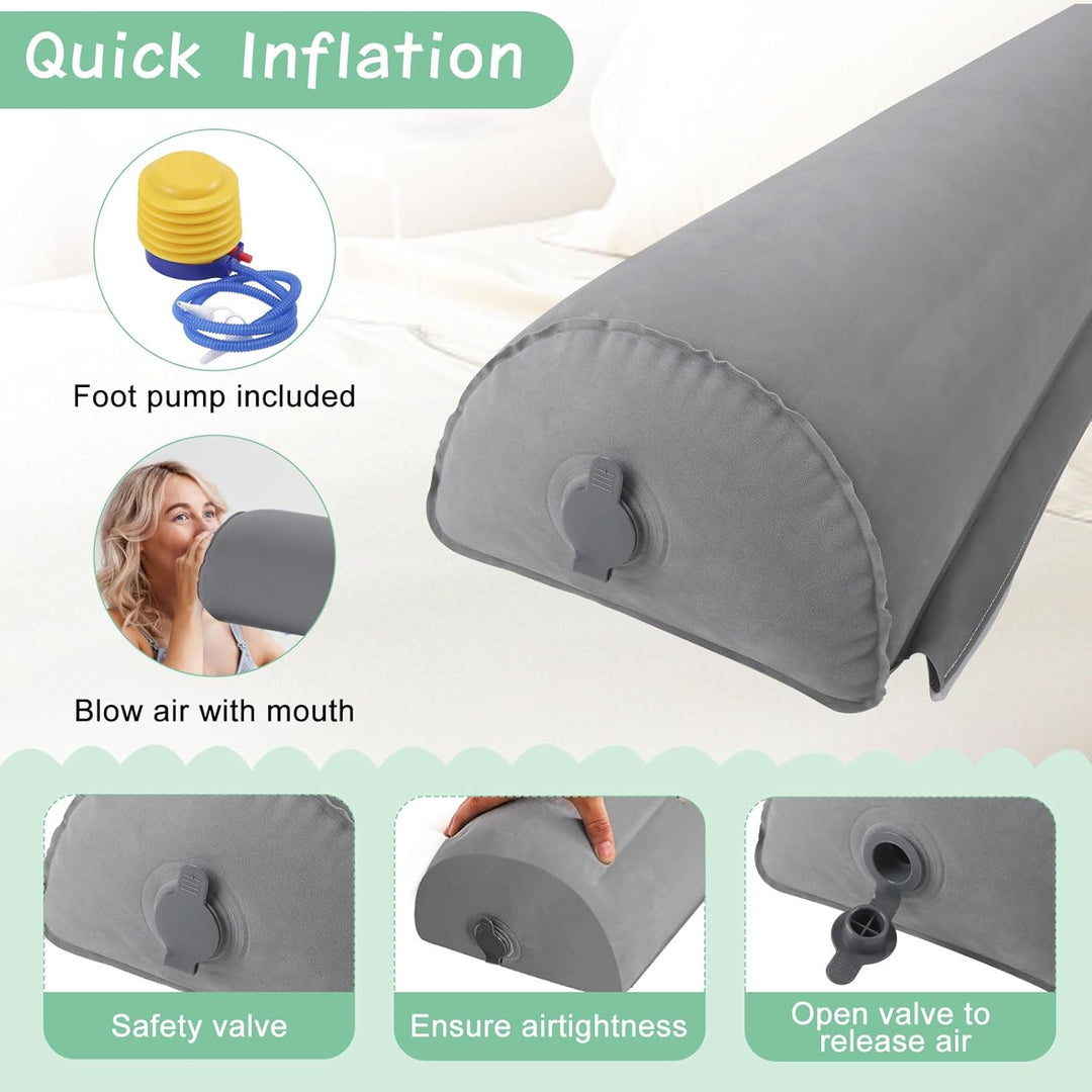 Rausfallschutz Bett reise mit Pumpe, 130 CM Anti-Fall-Bettschutzgitter Bettgitter Aufblasbarer Bett