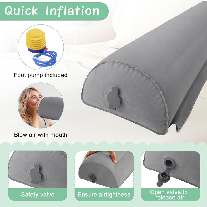 Rausfallschutz Bett reise mit Pumpe, 130 CM Anti-Fall-Bettschutzgitter Bettgitter Aufblasbarer Bett