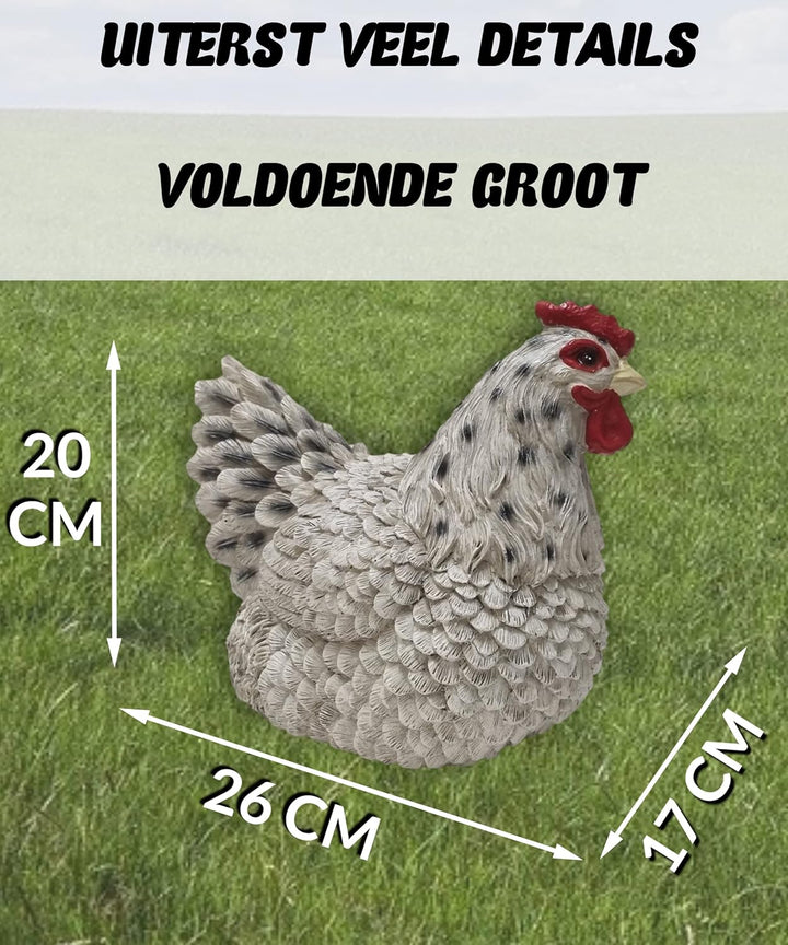 Figur Huhn sitzend - für Haus & Garten - lebensecht - 26 x 17 x 20 cm - Weiss