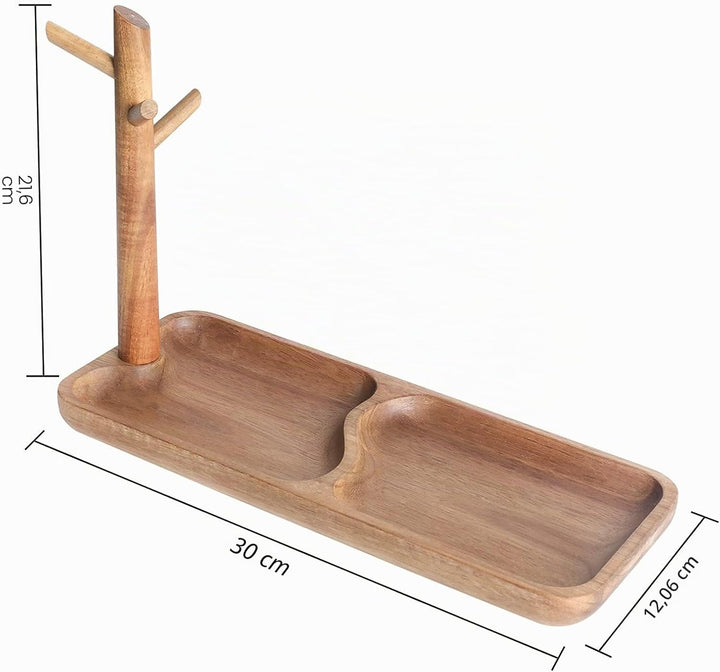 CYQGDKF Holz-Schlüsselablage für Eingangstisch, Schmucktablett, Catchall-Tablett mit 3 Ständern, Org