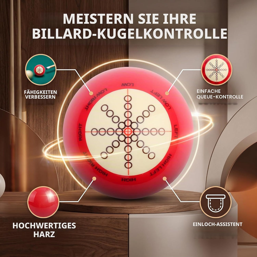 Ejoyous Cue Bälle Billard, Tragbarer Billardkugel mit Standardlinien und Punkten Training Assistent