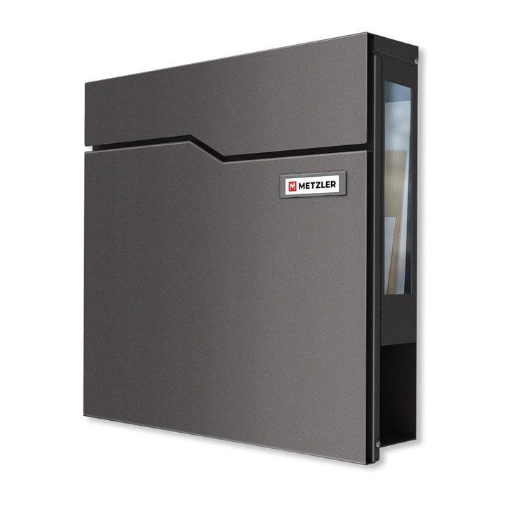 Metzler Briefkasten Eisenglimmer DB703 mit Zeitungsfach & Sichtfenster – Wandbriefkasten pulverbesch