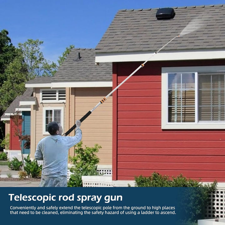 Teleskop Hochdruckreiniger Zauberstab, 7,3 m Hochdruckreiniger Sprühstab Set mit 7 Sprühdüsenspitzen