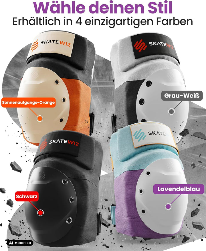 SKATEWIZ Inliner Schoner Erwachsene &amp; Jugendliche mit Neopren-Sleeves - Protektoren Inliner Erwachse