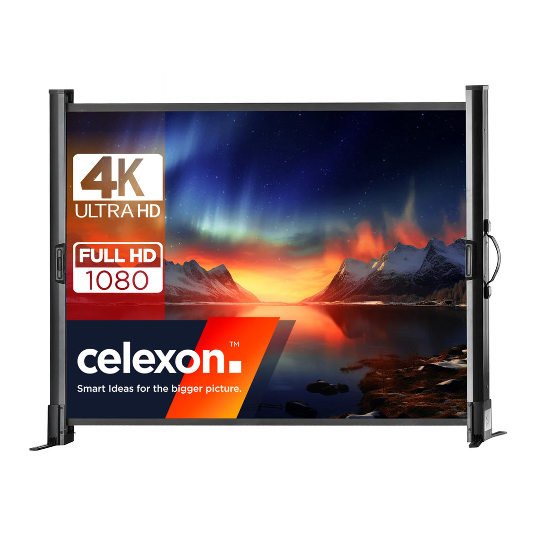 celexon tragbare Business- und Heimkino-Beamer-Leinwand mit Tragegriff Tisch-Leinwand aus Fieberglas