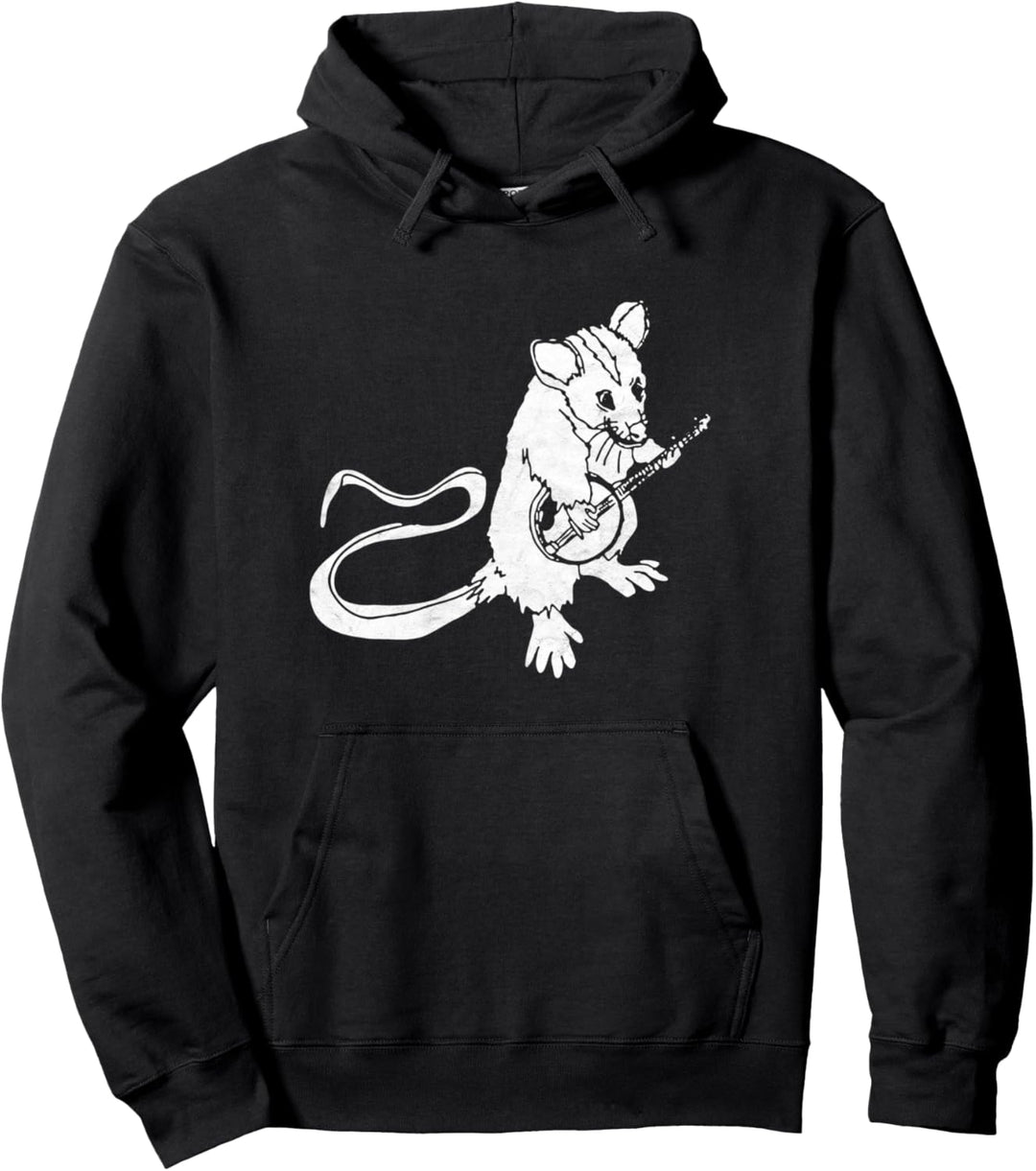 Banjo Picking Possum Vintage Bluegrass Funny Minimalist Pullover Hoodie