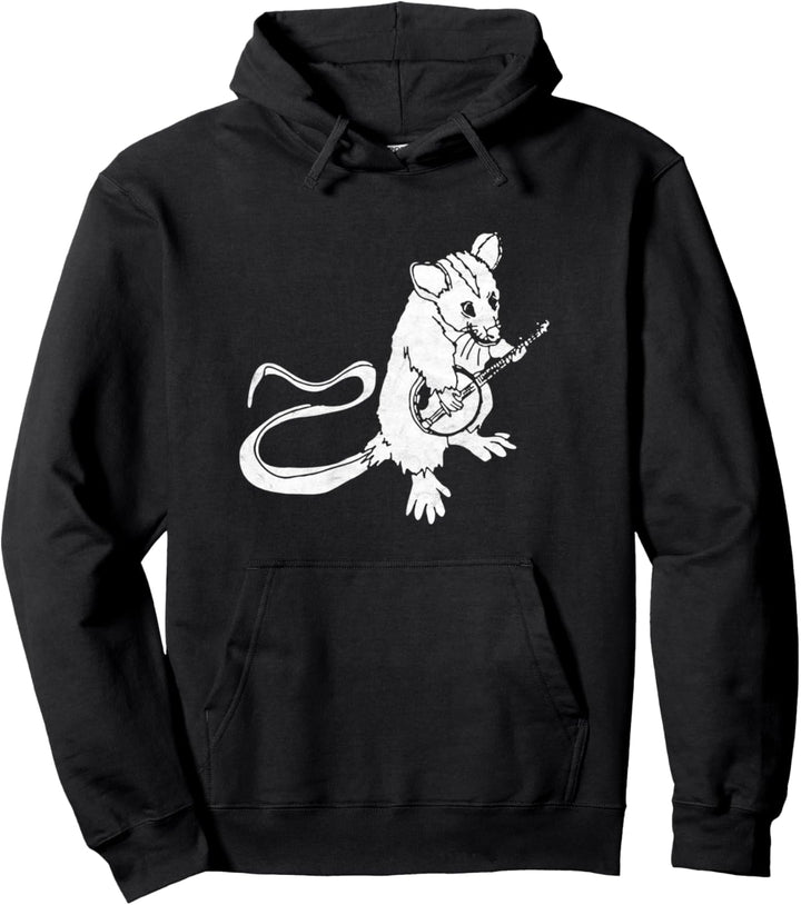 Banjo Picking Possum Vintage Bluegrass Funny Minimalist Pullover Hoodie