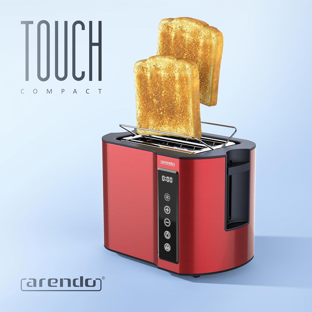 Arendo - Touch Toaster 2 Scheiben Edelstahl - Touchpanel - digital Display Restzeitanzeige - 800 W –