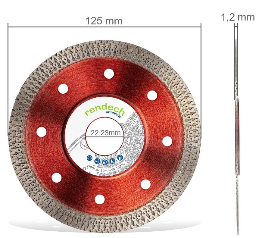 2x Ceramic Diamantscheibe 125mm für Fliesen, Feinsteinzeug, Granit uvm. Profi Diamanttrennscheibe 12