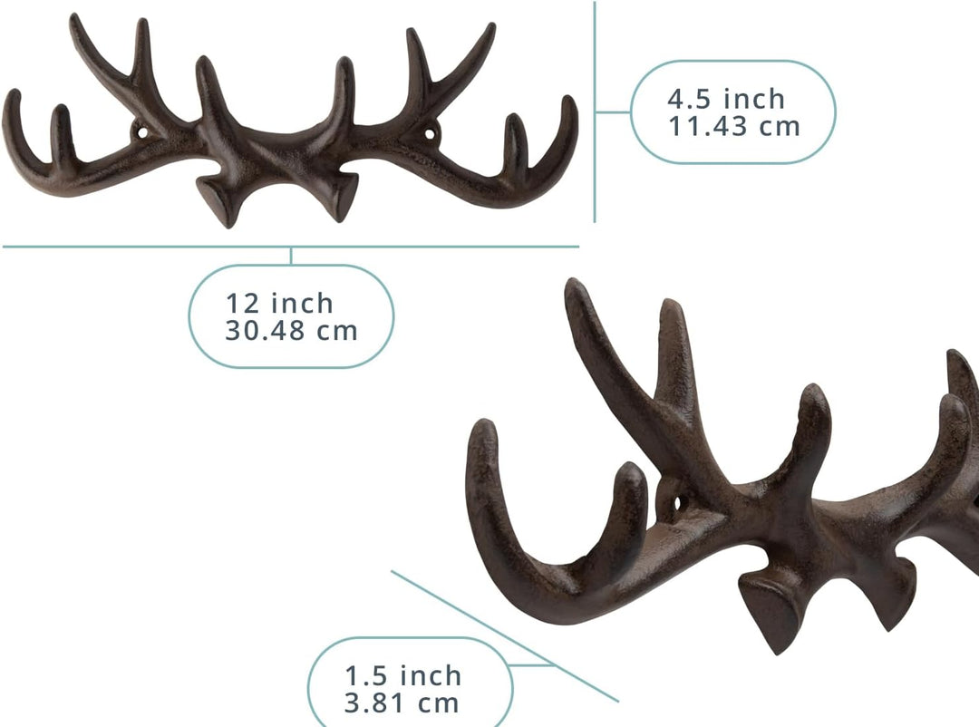 Comfify Geweihhaken aus Gusseisen Vintage Antiker Metallfinish Bügelhalterung mit Haken | Lieferung