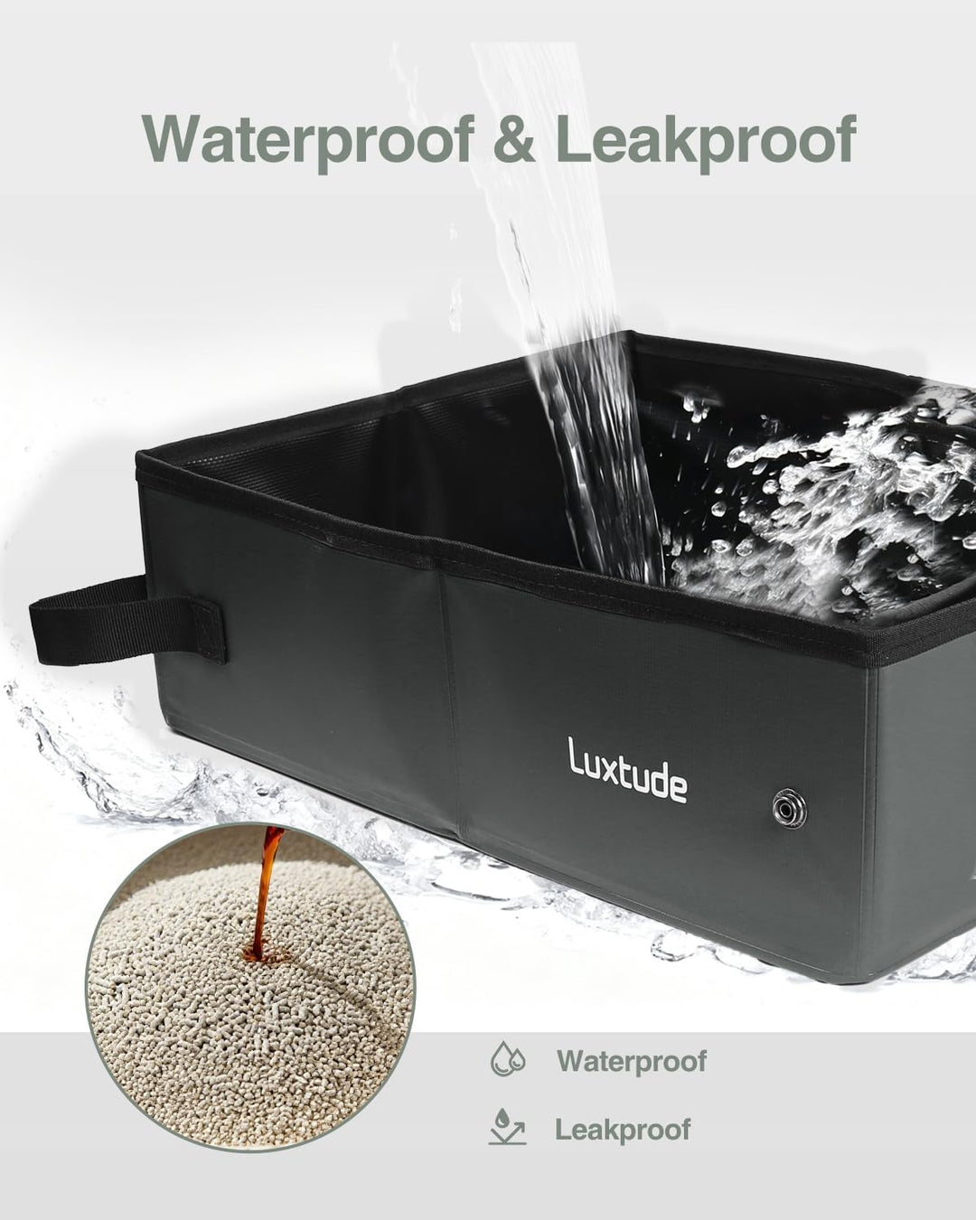 Luxtude Portable Litter Box for Cats, Collapsible with Travel Carrying Bag, No Odor and Waterproof f