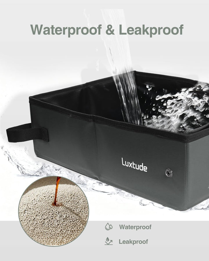 Luxtude Portable Litter Box for Cats, Collapsible with Travel Carrying Bag, No Odor and Waterproof f