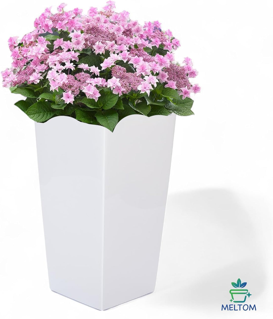 MELTOM Pflanzkübel aus Kunststoff in Hochglanz Farbe: Weiss mit Herausnehmbaren Einsatz, BxTxH in cm