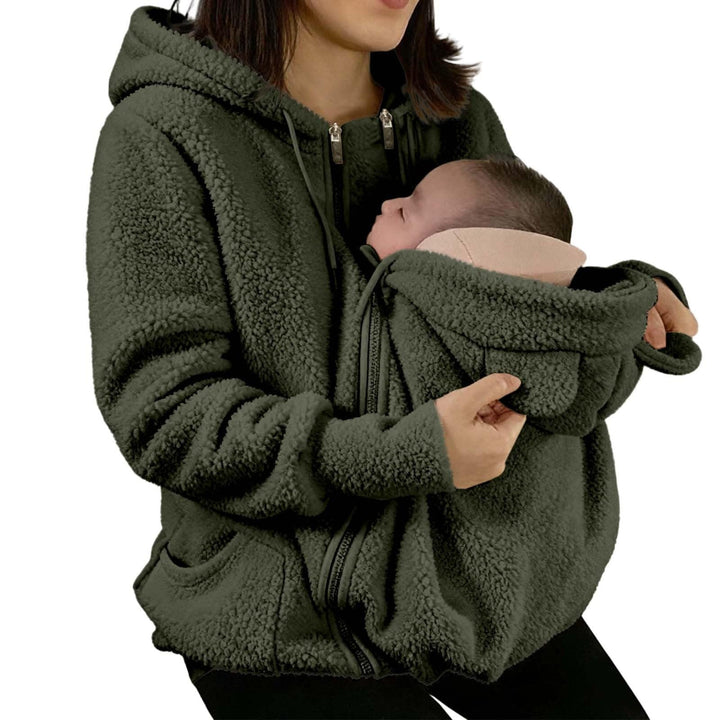 Umstandsjacke mit Babyeinsatz Warm Teddy Fleecejacke Umstands Baumwolljacke Winter Umstandsmode 2 in