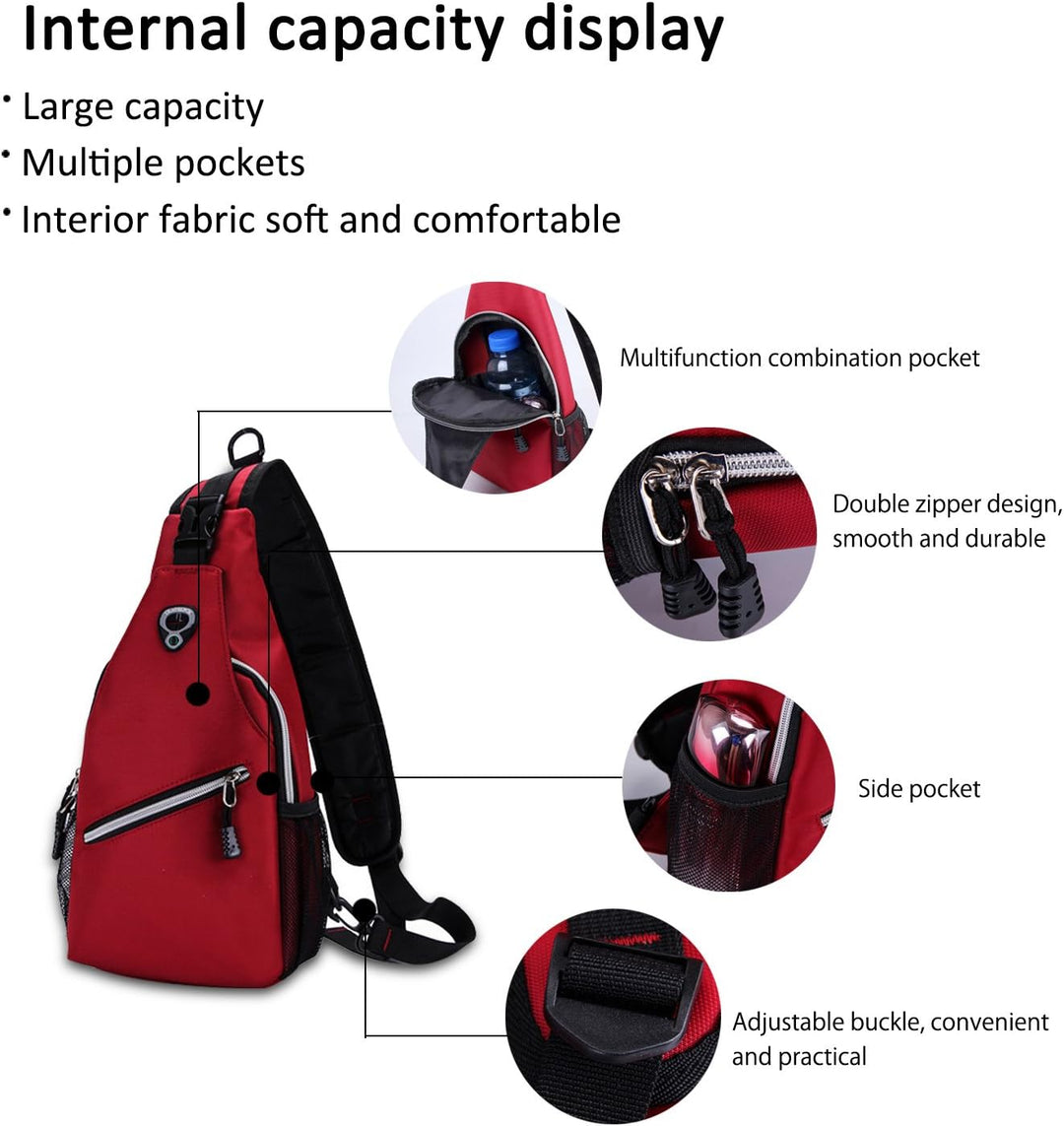 FANDARE Sling Bag Umhängetasche Messenger Bag Hiking Bag Crossbody Bag Rucksack Polyester Rot, Rot