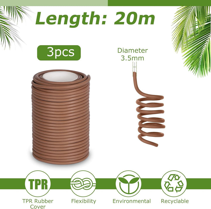efuturetime 3 x Pflanzendraht 3.5mm Bindedraht Ummantelt 20m Wickeldraht Gummiert für Training und U