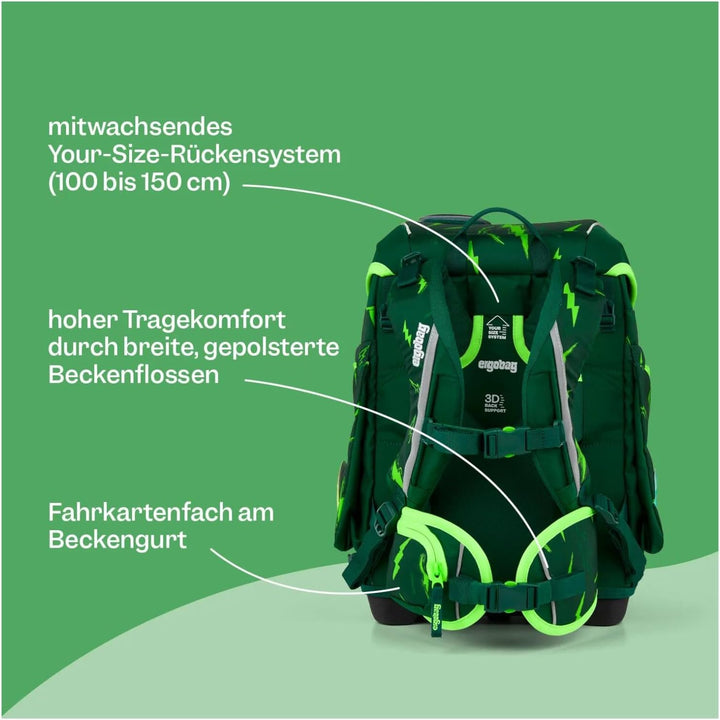 ergobag cubo Set ergonomischer Schulranzen Klassisch 5-teilig 1. Klasse Grundschule Bärlaxy - Lila E