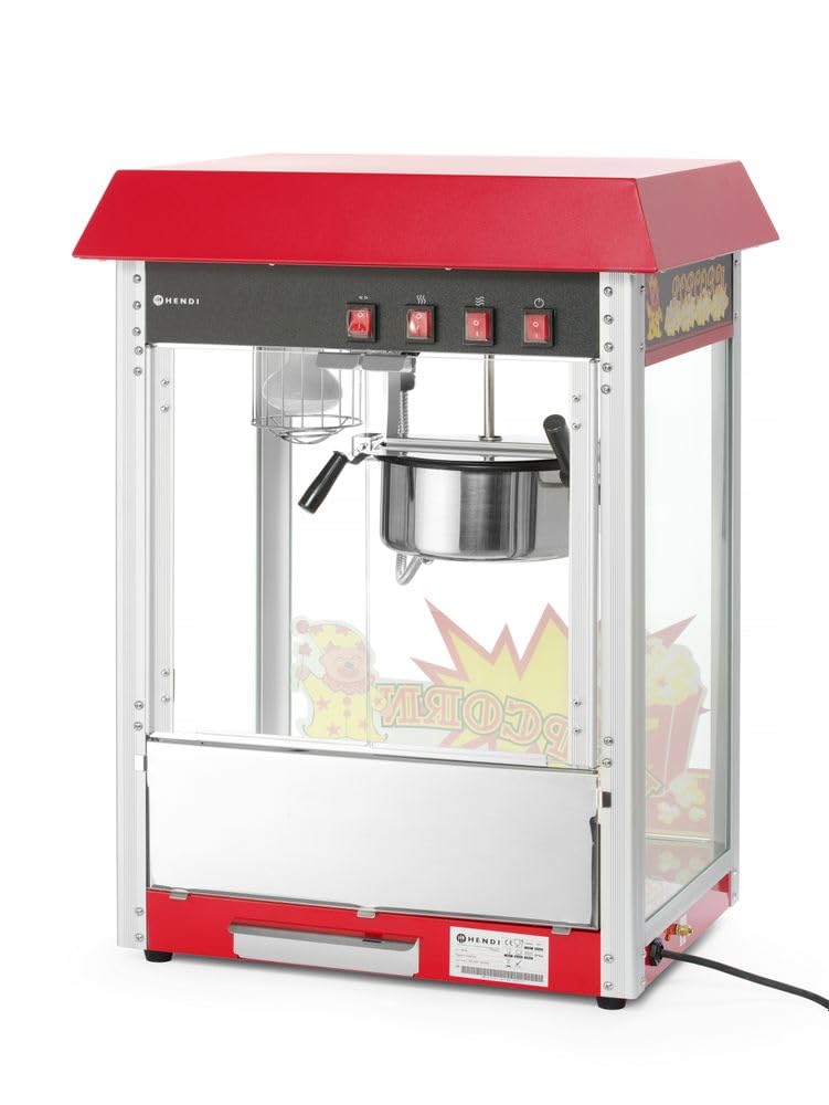 HENDI Popcorn-Maschine, Popcornmaschine, Popcorn Maker, mit Krümelschublade, 230V, 1500W, 560x420x(H