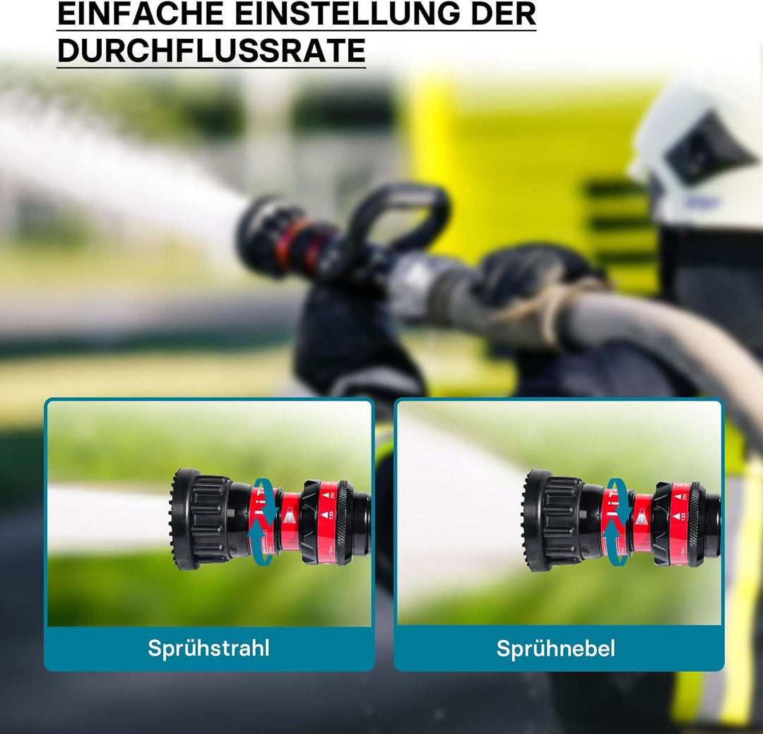 Wiltec Hohlstrahlrohr mit 150/180/300/450/660 l/min, C Storzkupplung und stufenloser Sprühstrahlvers