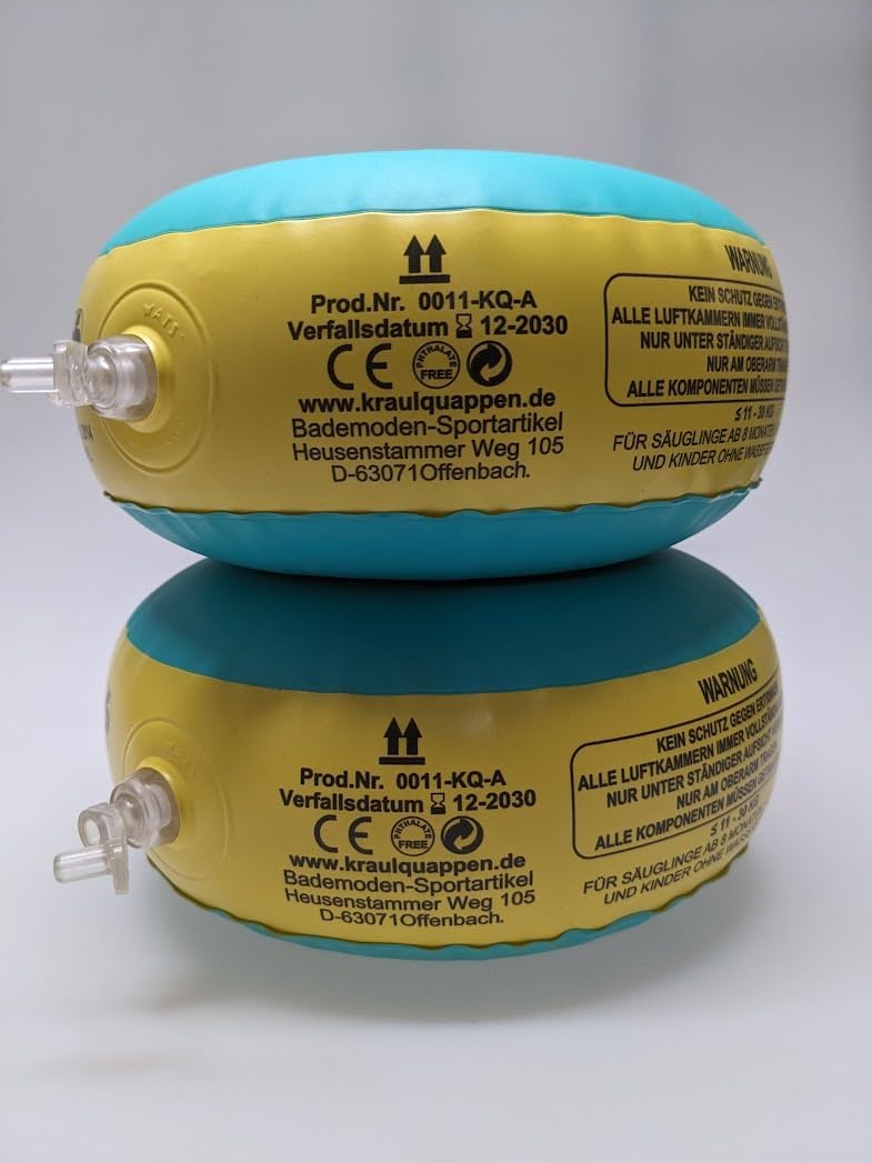 Cherek´s KraulQuappen® für Anfänger grün/gelb Schwimmflügel für Kinder Babys ab dem 8 Monat bis 30kg