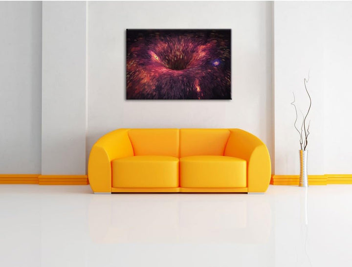 Pixxprint Schwarzes Loch im Weltall Kunst/Format: 100x70cm / Leinwandbild fertig bespannt Wandbild K