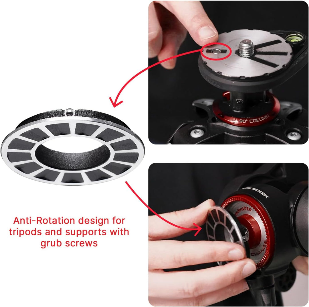 Manfrotto 60 Mm Flachbasis‑Adapter, Kompatibel mit MVH500XAH Videokopf, Anti‑Verdrehsicherung für St