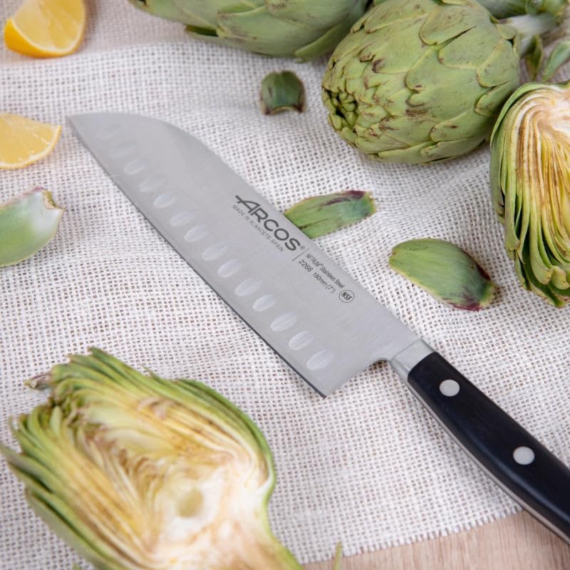 Arcos Opera - Santoku Messer - NITRUM geschmiedetem Edelstahl 180 mm - HandGriff POM Farbe Schwarz