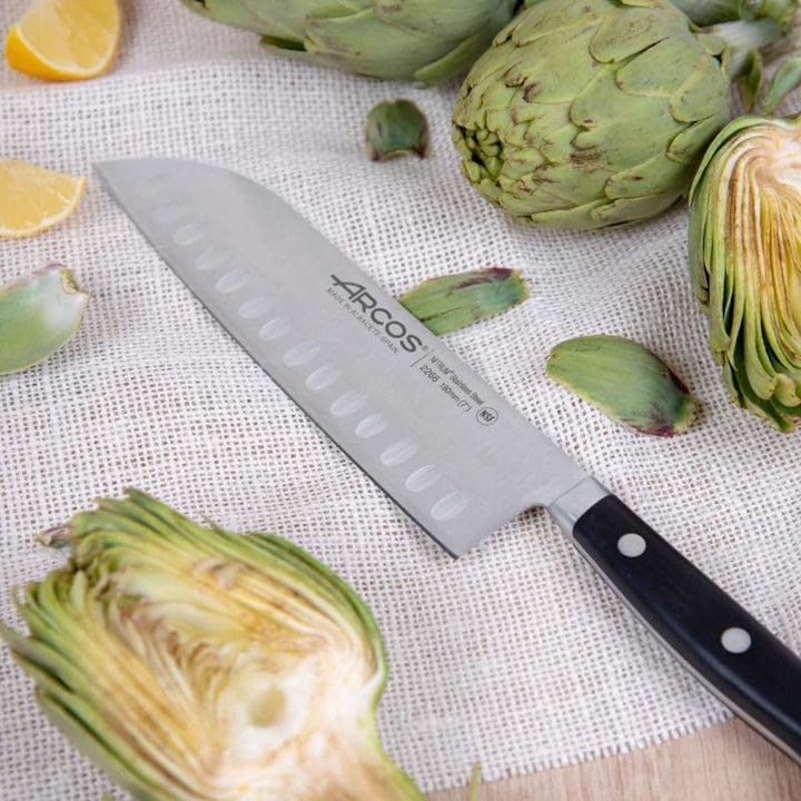 Arcos Opera - Santoku Messer - NITRUM geschmiedetem Edelstahl 180 mm - HandGriff POM Farbe Schwarz