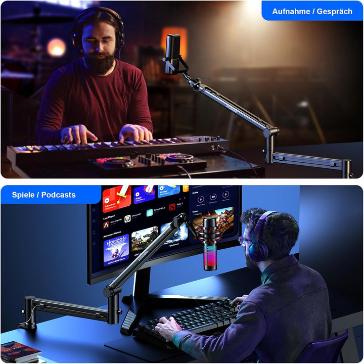 Mikrofon Arm,Aokeo AK-58 Niedriges Profil Mikrofon Ständer Arm für HyperX QuadCast,SoloCast,Elgato W