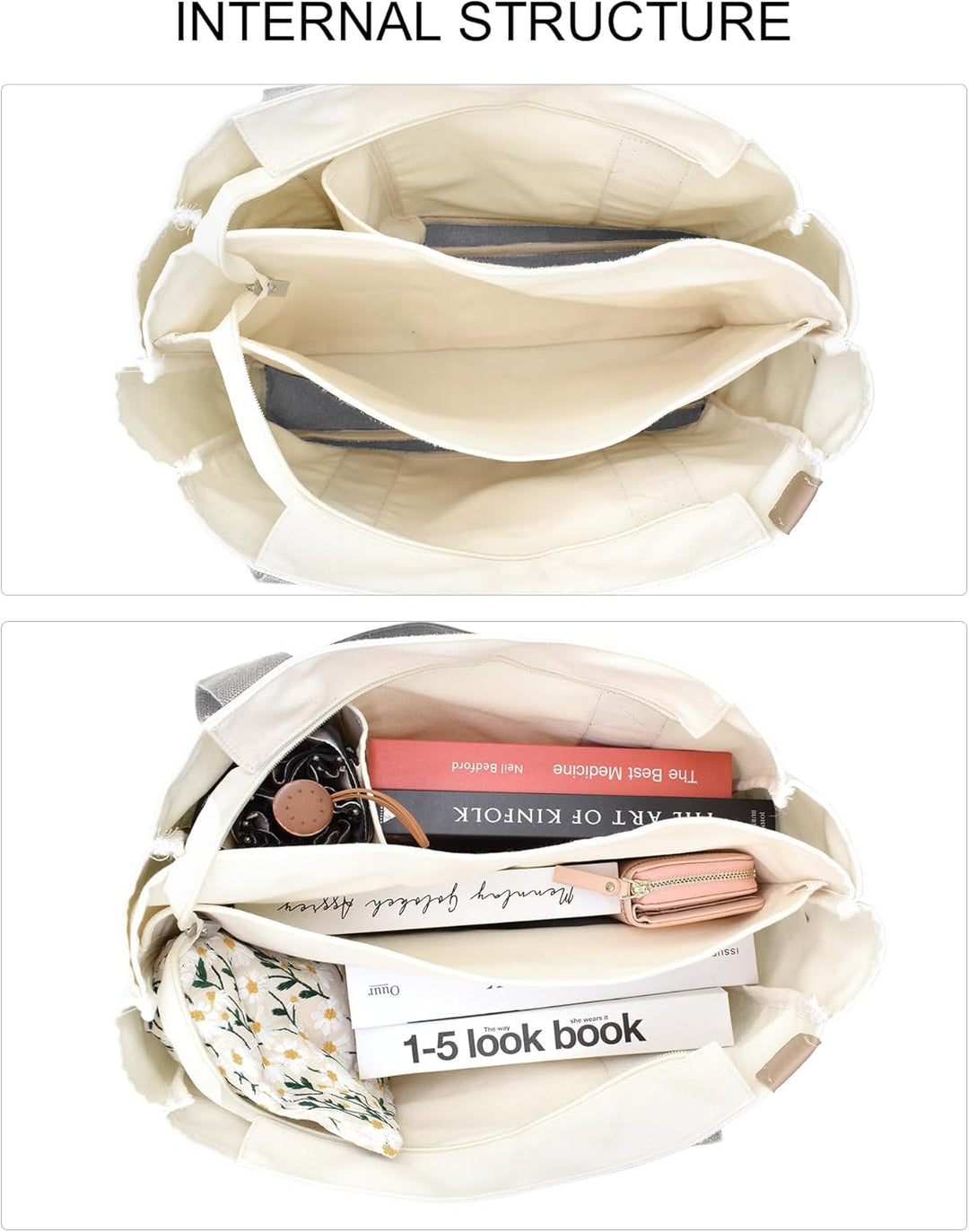 Damen Mittelgross Handtasche Canvas Satchel Tote Bag Schultertasche Shopper für Bücher Alltag Arbeit