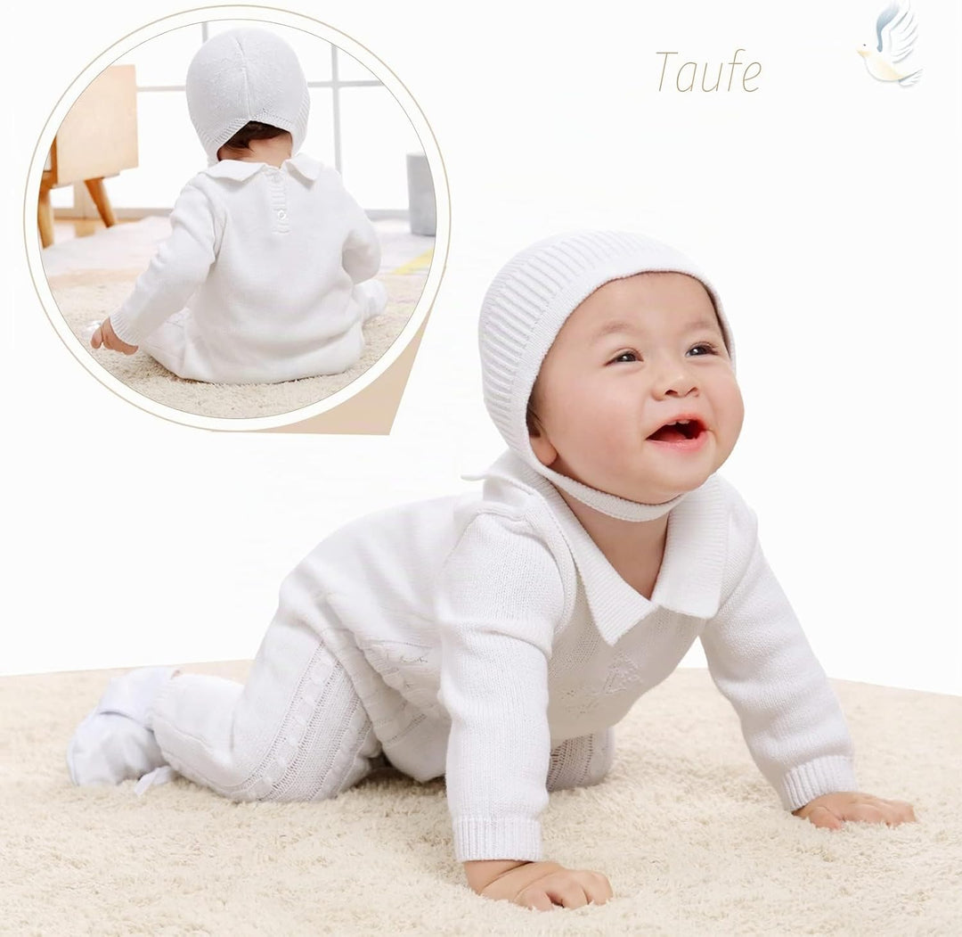 Booulfi Taufe Outfits für Jungen Baby Taufe Outfit Neugeborenes Srping Sommer gestrickt Pullover Str
