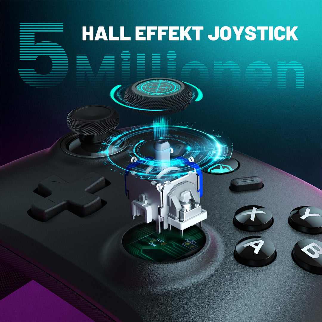 ECHTPower PC Wireless Controller, 1000Hz Gaming-Controller mit RGB/Hall-Joystick/Turbo/Vibration/800