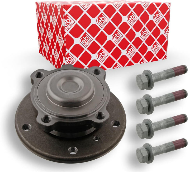 febi bilstein 24572 Radlagersatz mit Radnabe, ABS-Impulsring und Anbaumaterial , 1 Stück