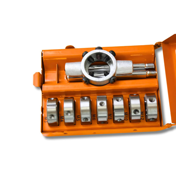 RICHMANN PREMIUM Schneideisenset Gewindeschneidersatz (M3-M12) - 8-teilig aus Si-Cr Federstahllegier