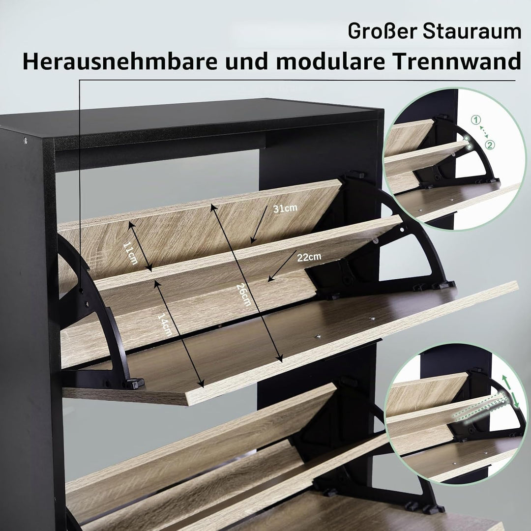 CASABEL Schuhschrank für 18 Paar – Schrank mit grossem Fassungsvermögen für Eingangsbereich, Flur –