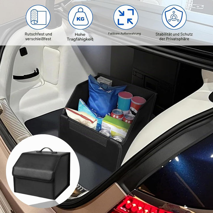 Auto Kofferraum Organizer, Kofferraumtasche Klappbar Aufbewahrungsbox PU Lede Auto box Kofferraum mi